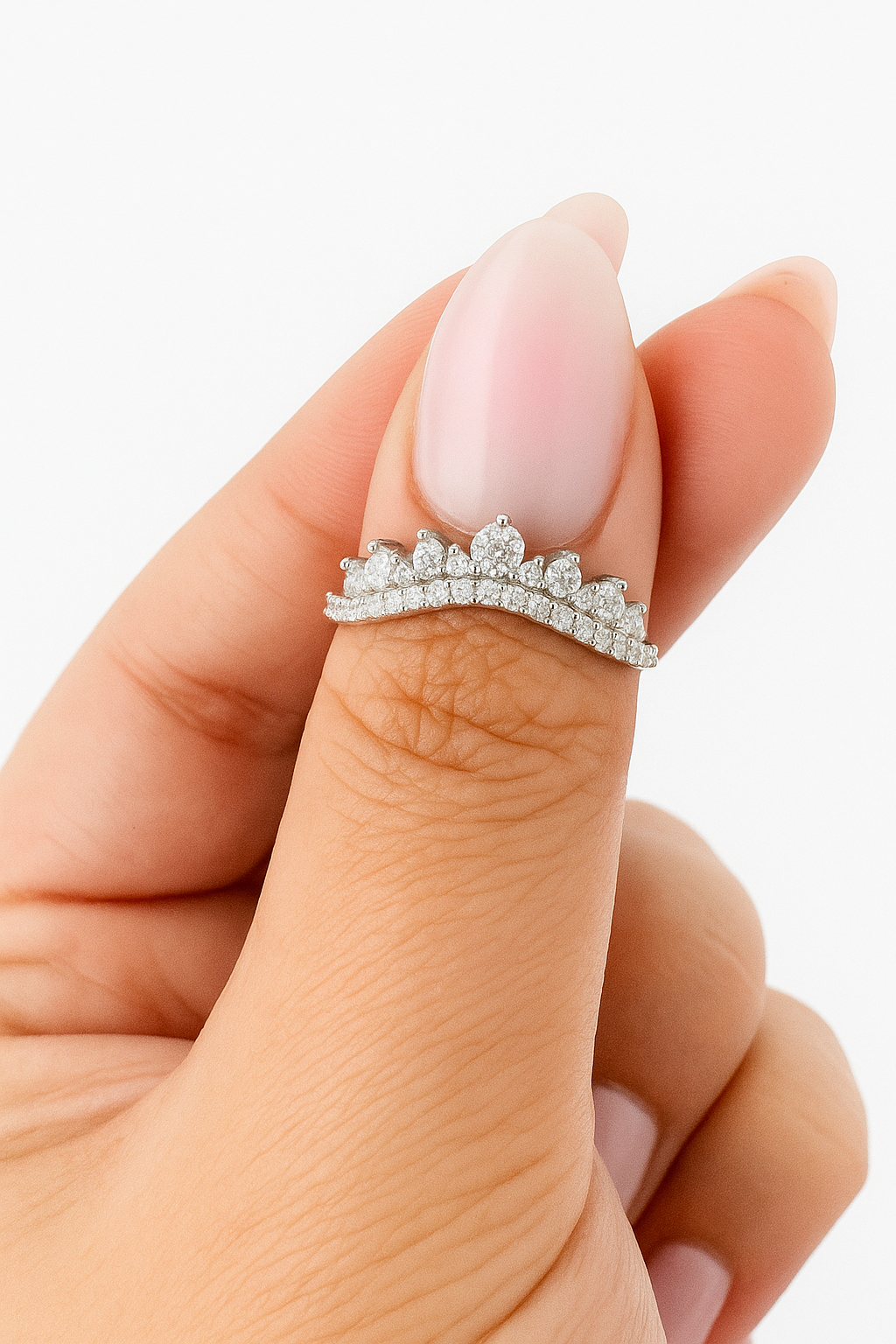 Steling Silver Vintage Tiara Wedding Band