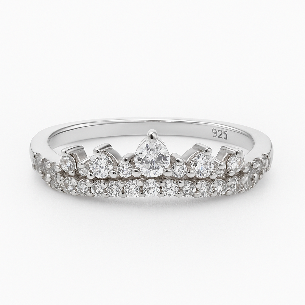 Steling Silver Vintage Tiara Wedding Band