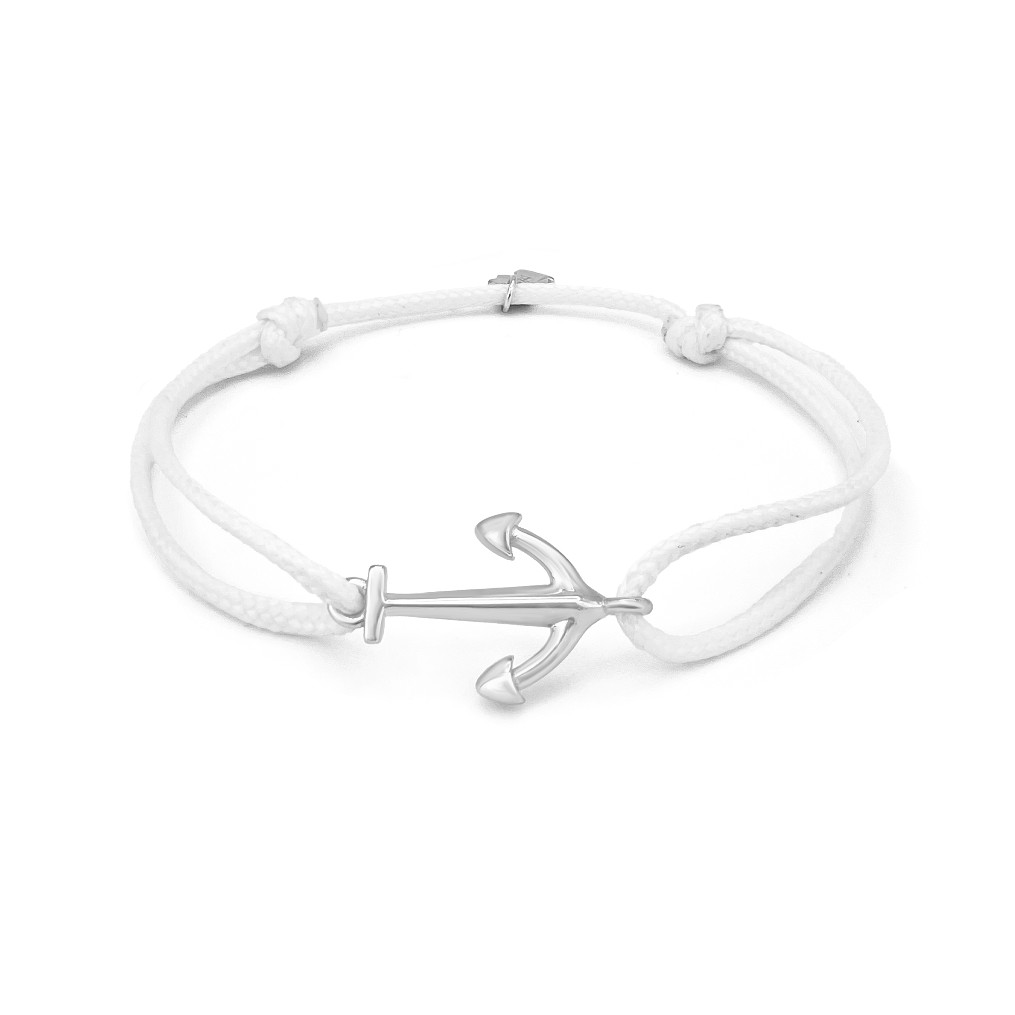 Sterling Silver Anchord White Cord Bracelet