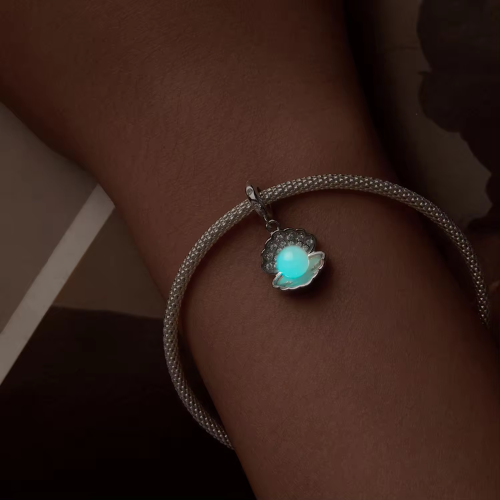 Sterling Silver Ocean Luminous Seashell Pearl Charm
