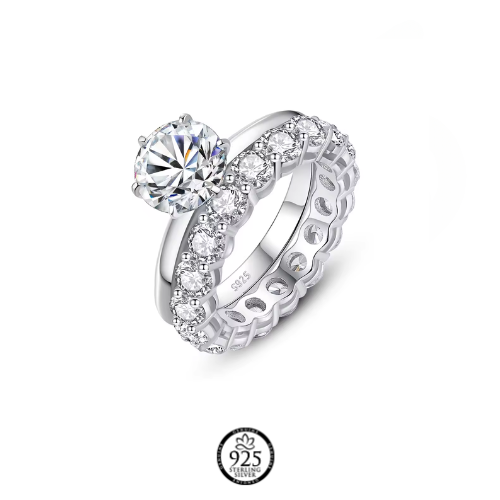 Sterling Silver Queen Love Moissanite Engagement Ring