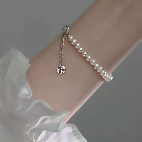 Sterling Silver Blessing Pearl Bracelet