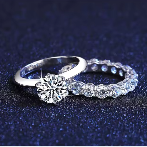Sterling Silver Queen Love Moissanite Engagement Ring