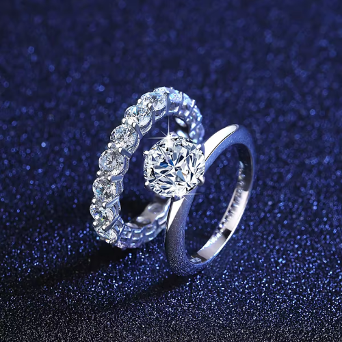 Sterling Silver Queen Love Moissanite Engagement Ring