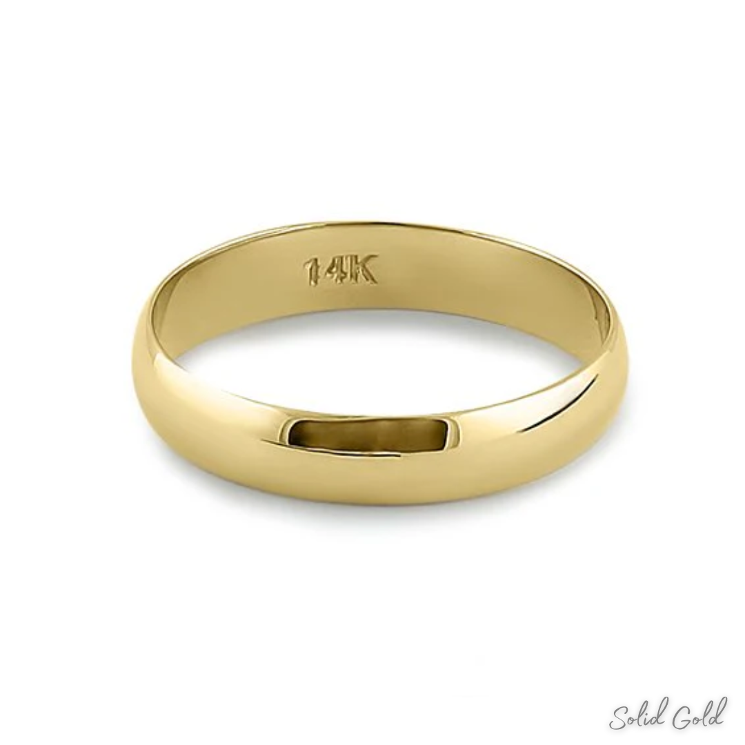 Solid 14K Gold 4mm Classic Engagement Ring