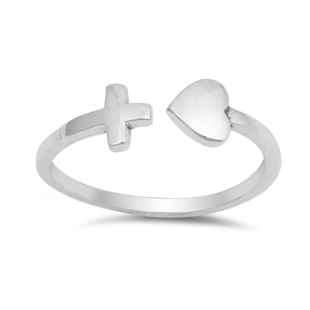 Sterling Silver Jesus Love Cross Ring