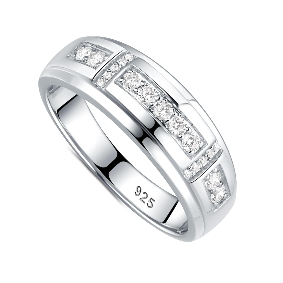 Sterling Silver Augusto Moissanite Men Ring