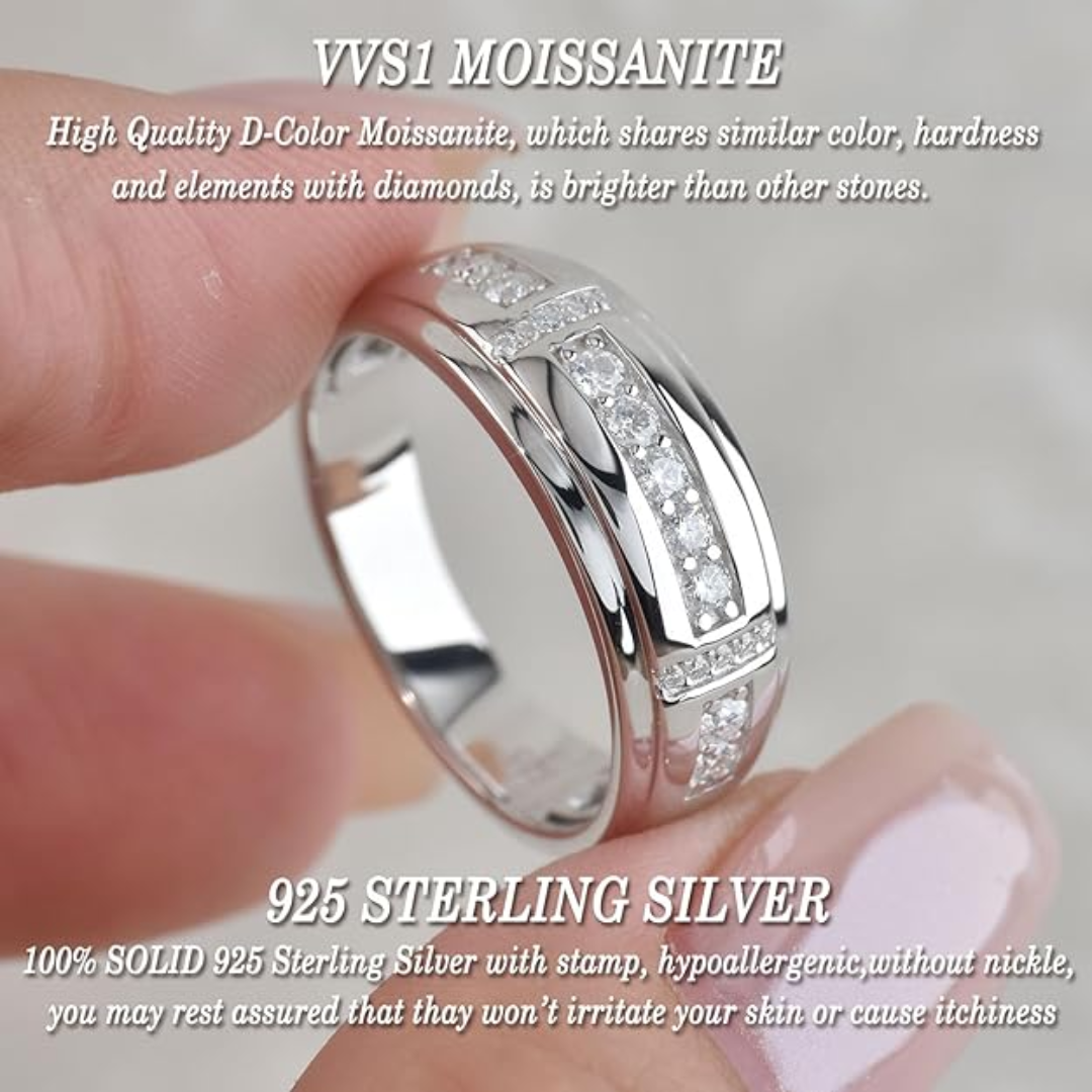 Sterling Silver Augusto Moissanite Men Ring