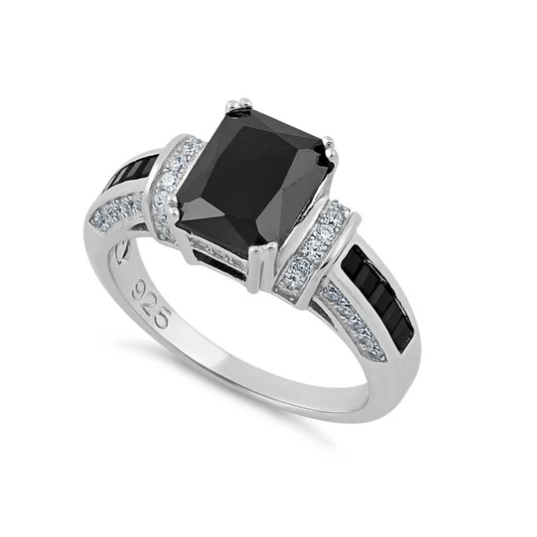 Sterling Silver Lucerna Black Engagement Ring