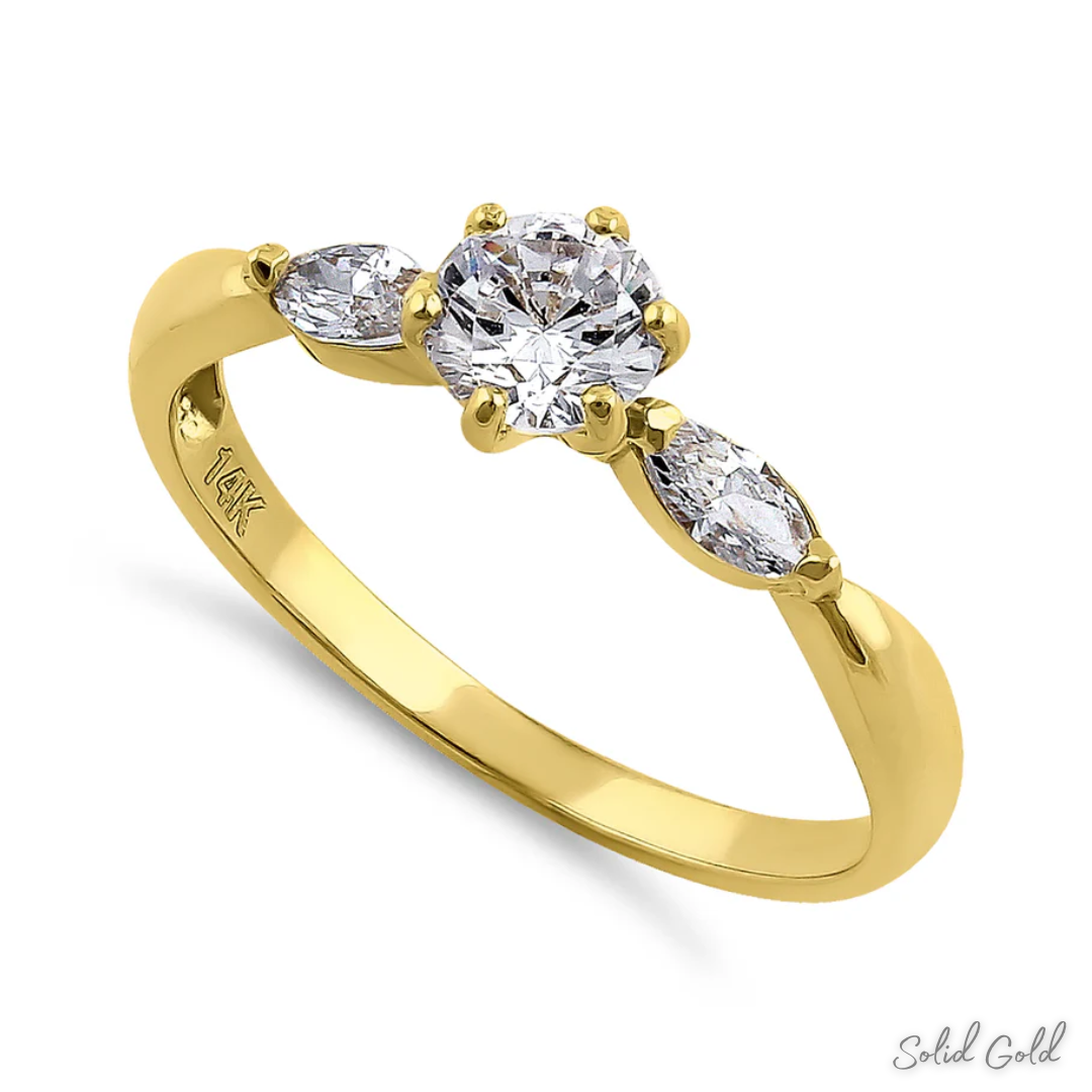 Solid 14K Gold Delicate Engagement Ring