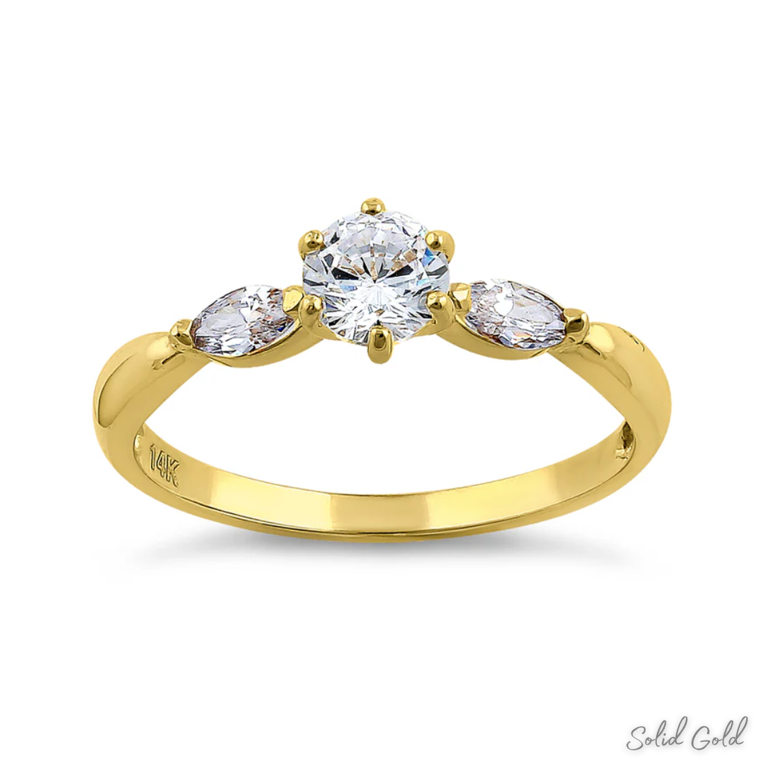 Solid 14K Gold Delicate Engagement Ring