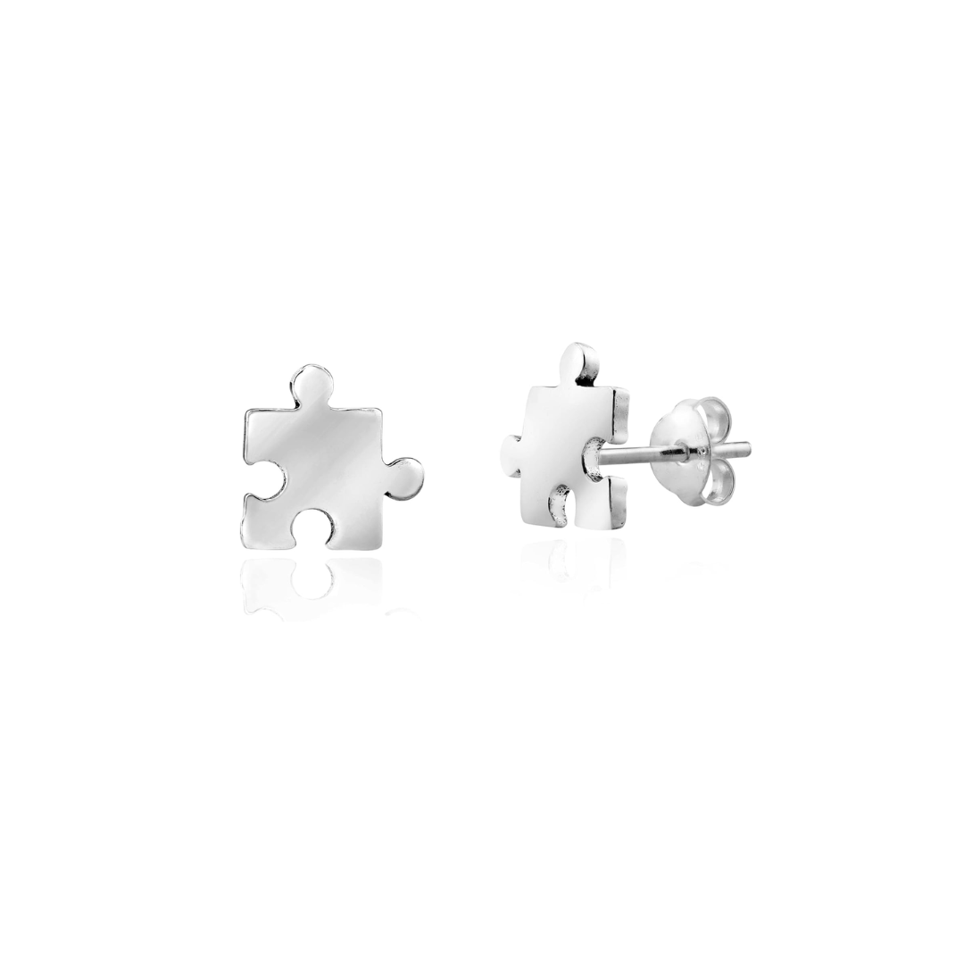 Sterling Silver Autism Mini Puzzle Piece Earrings