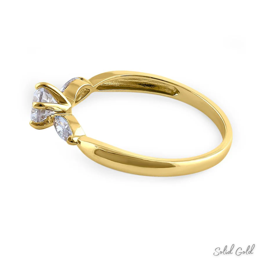 Solid 14K Gold Delicate Engagement Ring