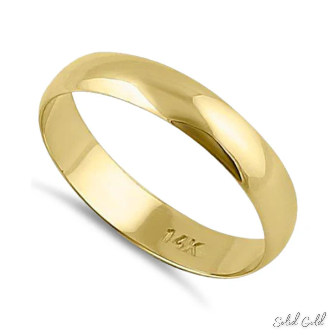 Solid 14K Gold 4mm Classic Engagement Ring