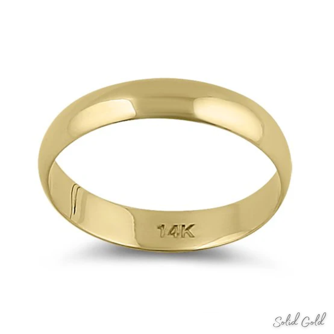 Solid 14K Gold 4mm Classic Engagement Ring