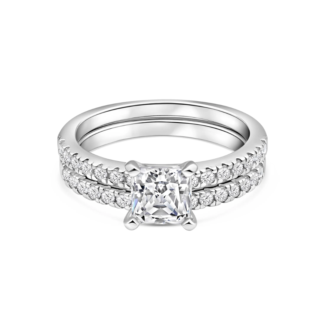 Sterling Silver Ana Square Crystal Engagement Ring