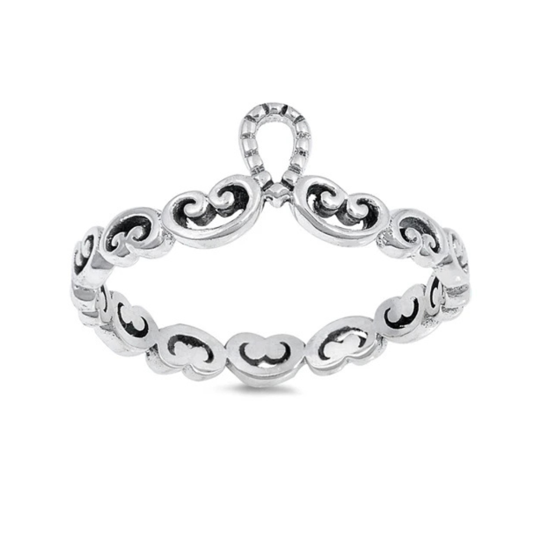 Sterling Silver Vintage Crown Style Ring