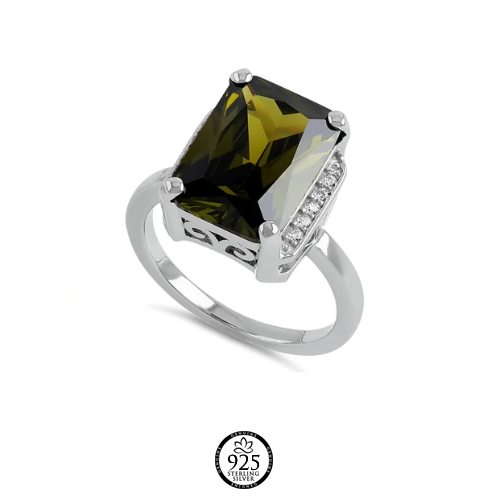 Sterling Silver Peridot Crystals Versalles Ring