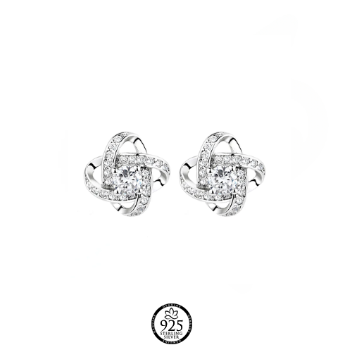Sterling Silver Love Spread Crystal Earrings