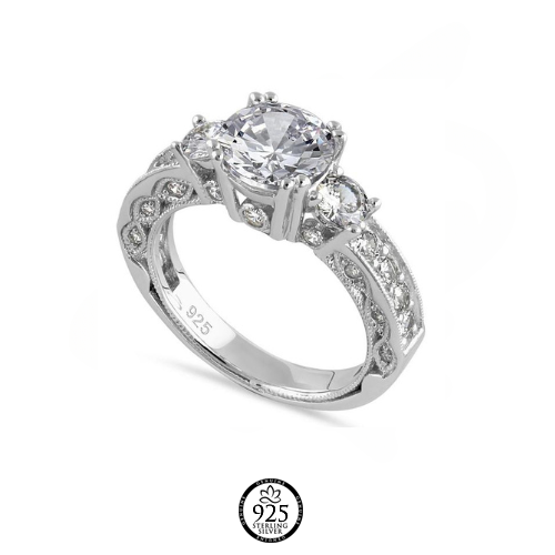 Sterling Silver Lille Marquise Engagement Ring