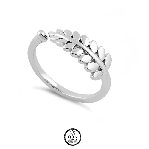 Sterling Silver Ebony Leaves Ring
