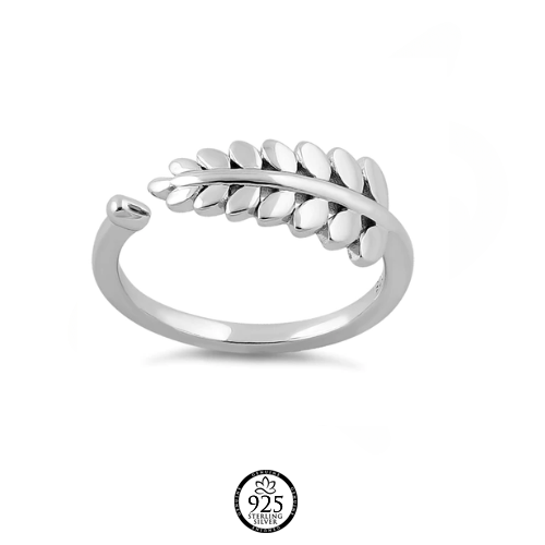Sterling Silver Ebony Leaves Ring