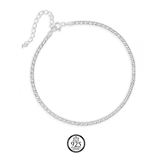 Sterling Silver Rombo Rose Anklet