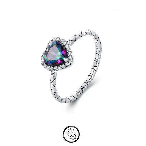 Sterling Silver Juliet Rainbow Crystal Ring