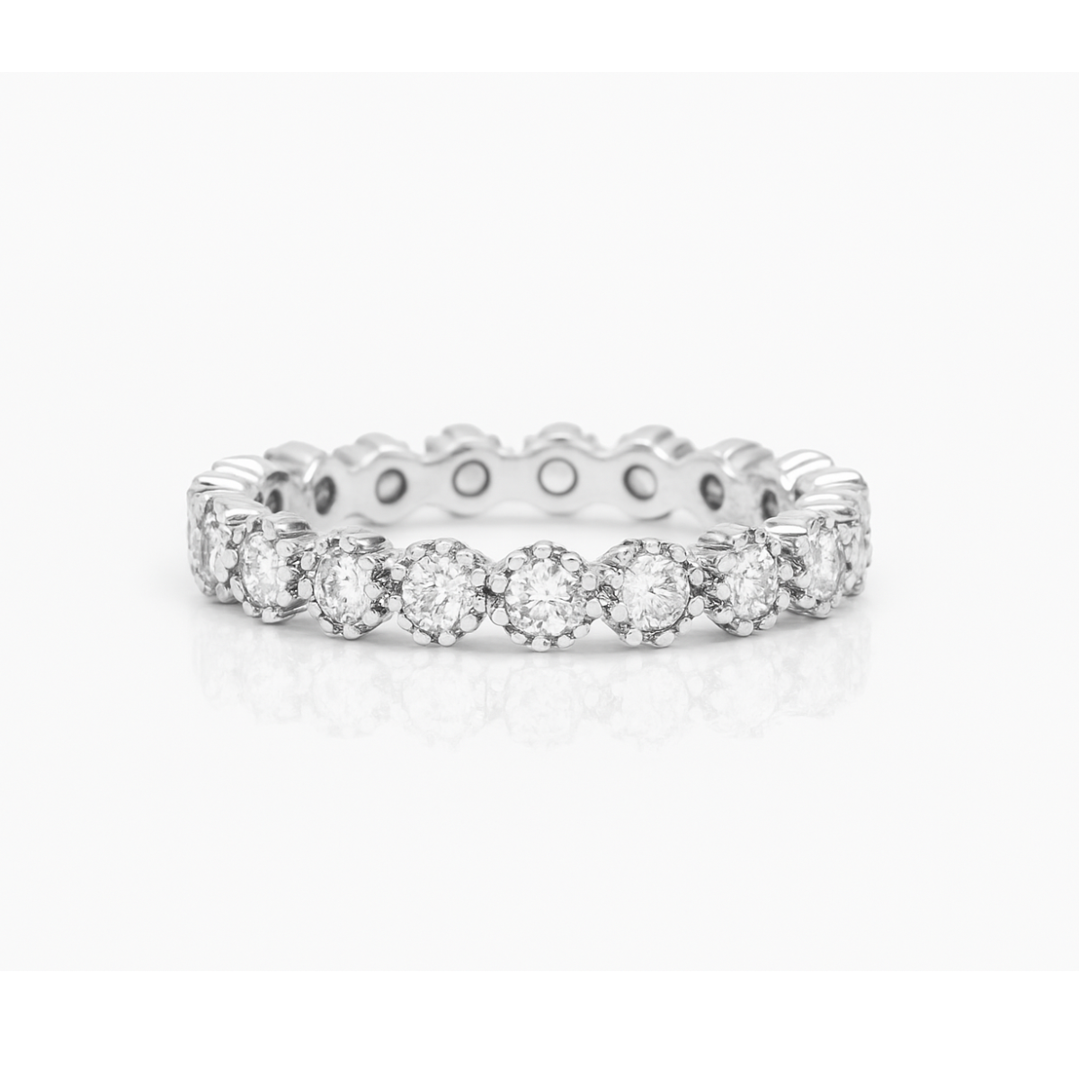 Sterling Silver Round Cut Stackable Ring