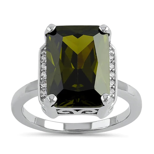 Sterling Silver Peridot Crystals Versalles Ring