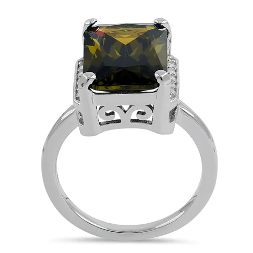 Sterling Silver Peridot Crystals Versalles Ring