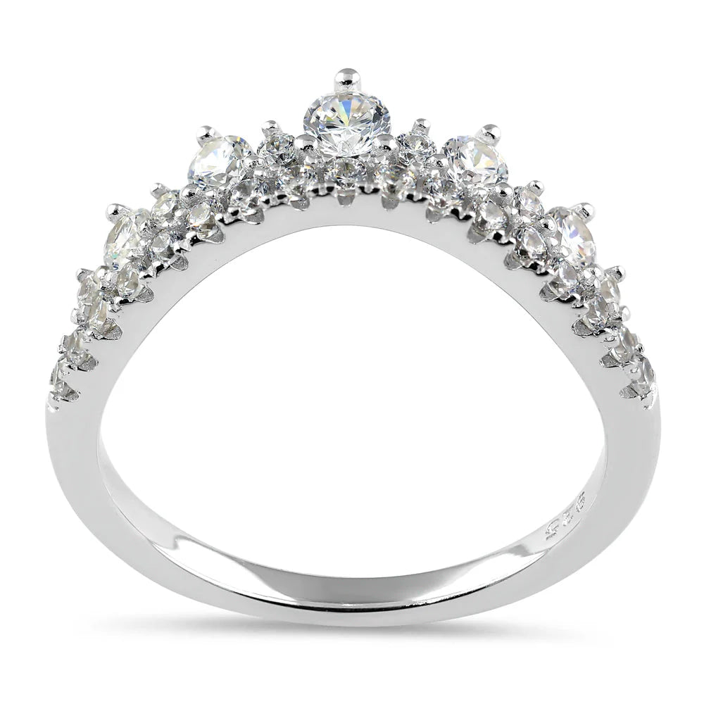 Steling Silver Vintage Tiara Wedding Band