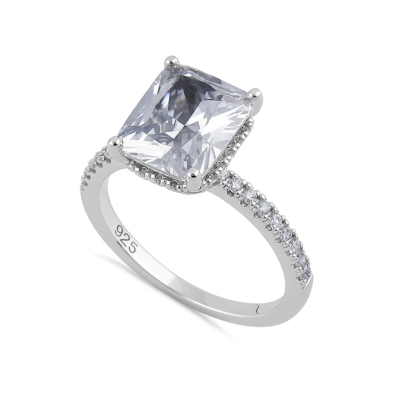 Sterling Silver Alexandra Halo Square Engagement Ring
