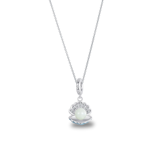 Sterling Silver Ocean Luminous Seashell Pearl Charm