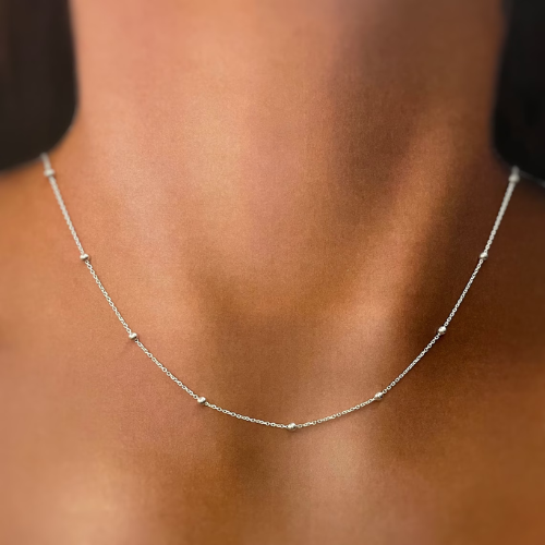 Sterling Silver Delicate Beads Necklace