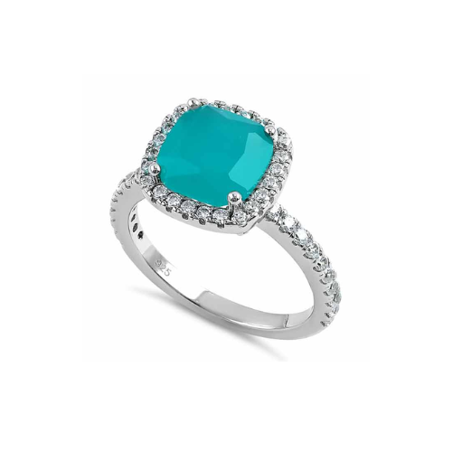Sterling Silver Zoe Light Green Crystals Ring