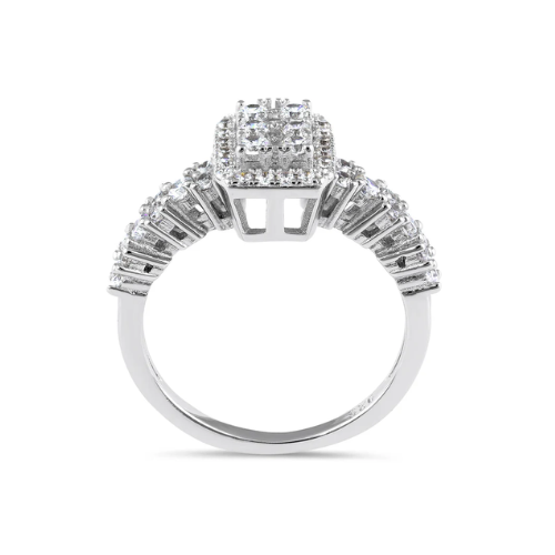 Sterling Silver Loana Halo Cluster Engagement Ring