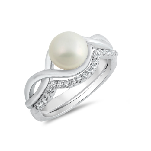 Sterling Silver Anabelle Pearl Engagement Ring