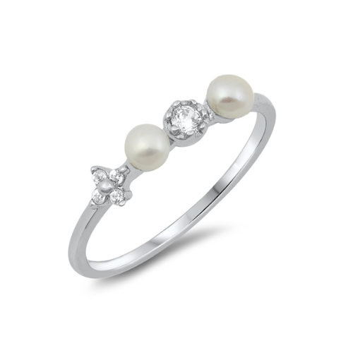 Sterling Silver Mother Of Pearl Stack Ring