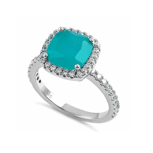 Sterling Silver Zoe Light Green Crystals Ring