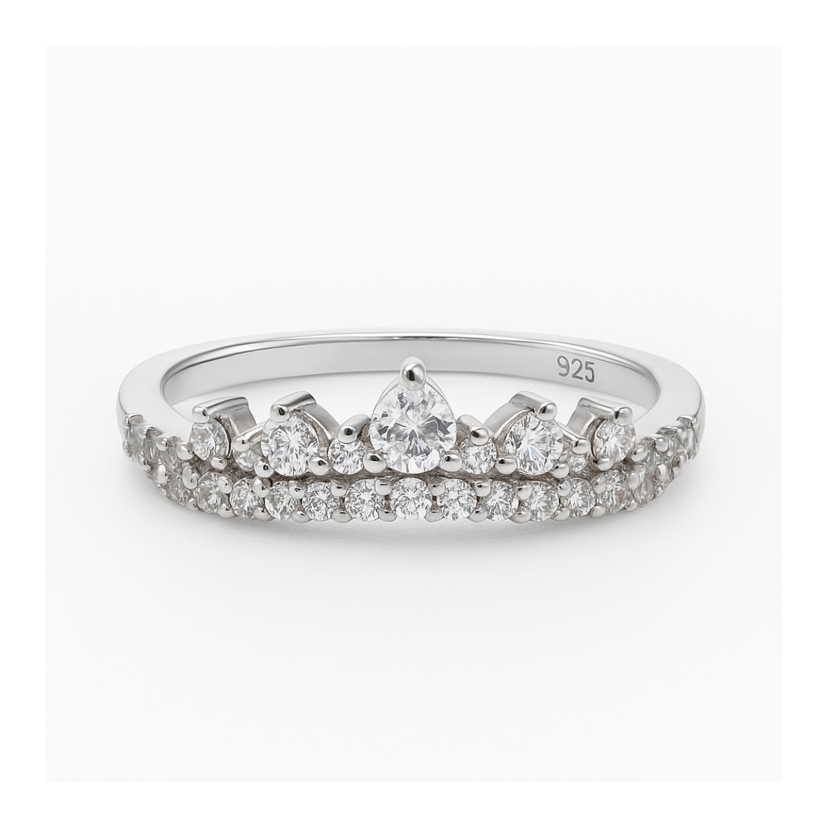 Steling Silver Vintage Tiara Wedding Band