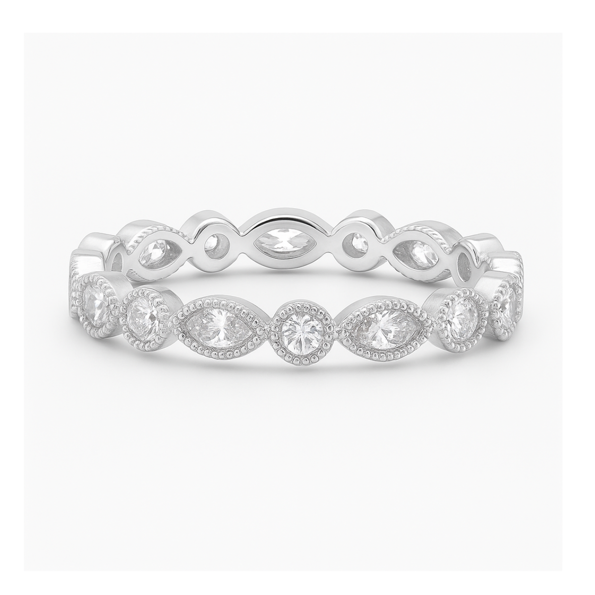 Sterling Silver Clear Stone Eye Stackable Ring