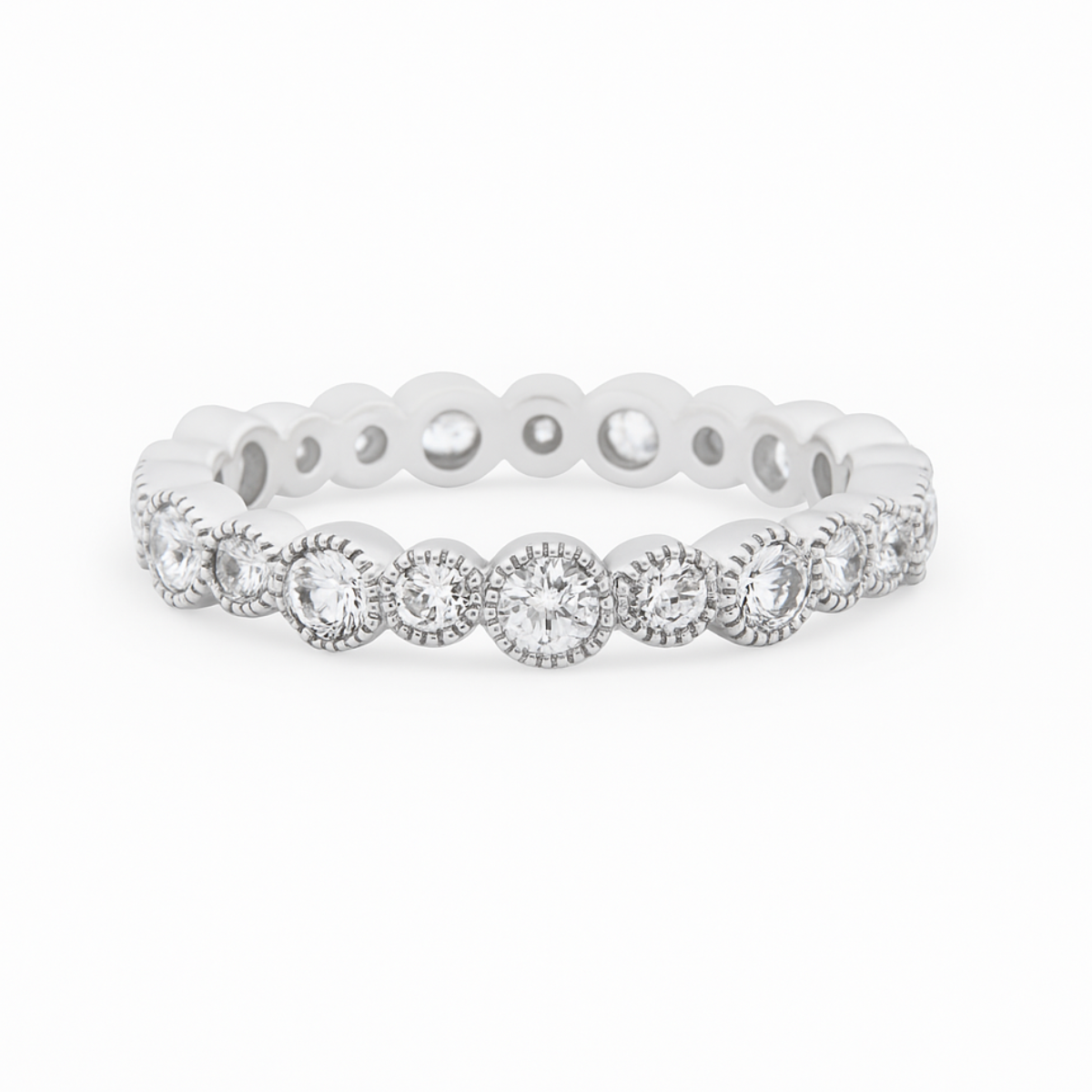 Sterling Silver Eternity Round Cut Ring