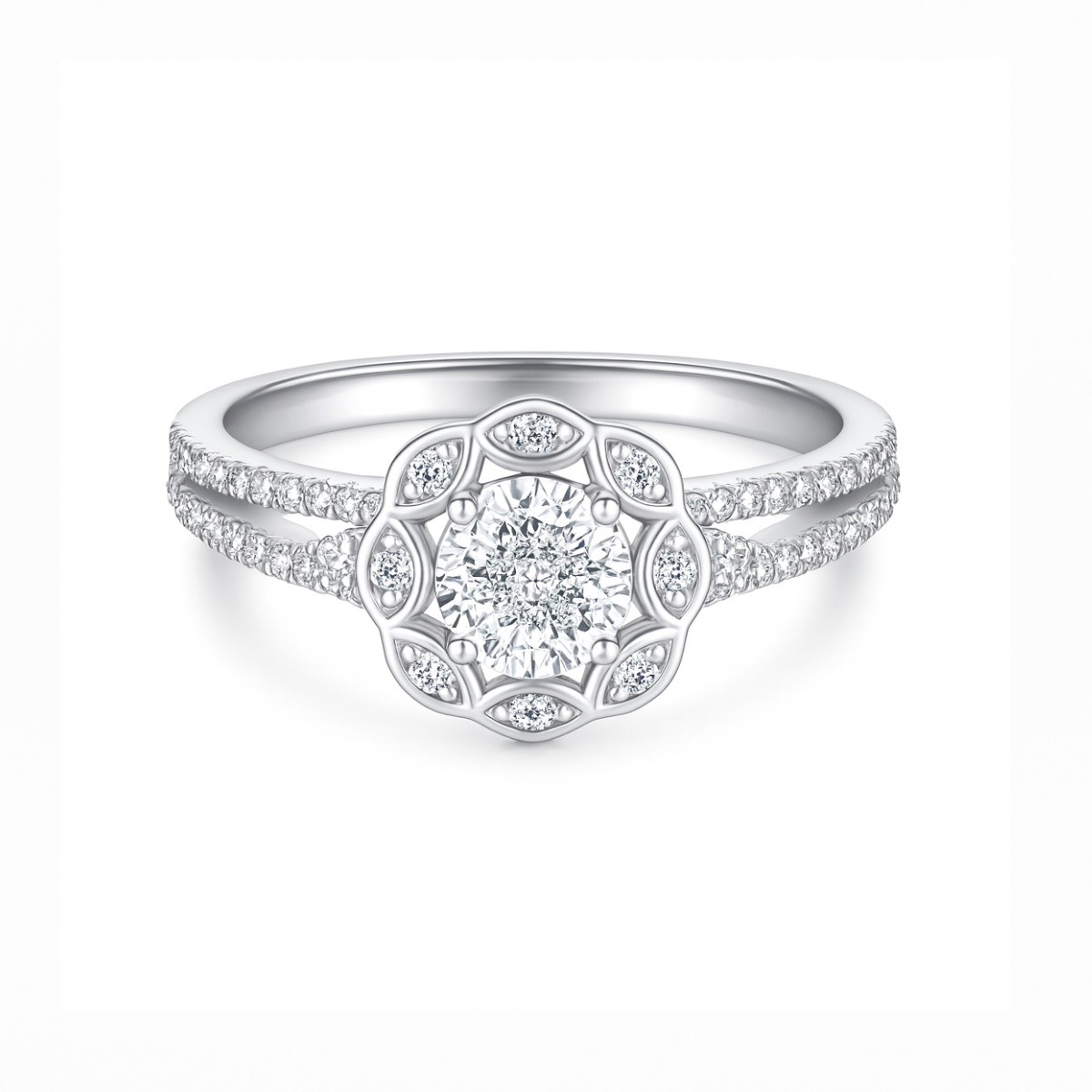 Sterling Silver Dahlia Engagement Ring
