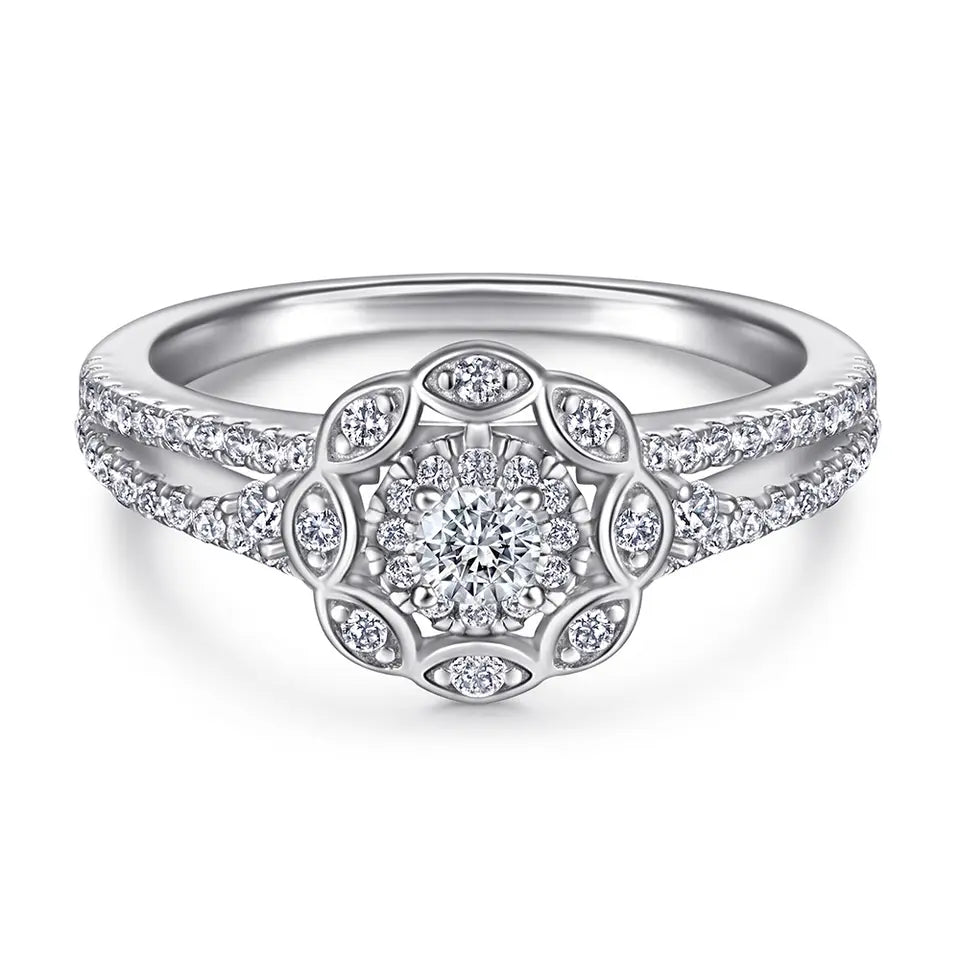 Sterling Silver Dahlia Engagement Ring