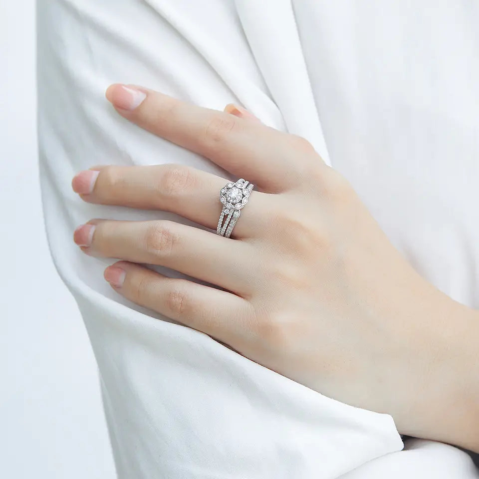 Sterling Silver Dahlia Engagement Ring