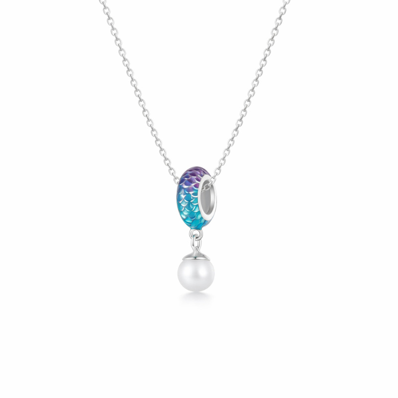 Sterling Silver Mermaid Scales and Pearl Necklace
