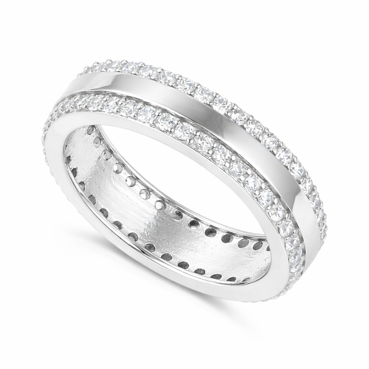 Sterling Silver King Carlos Eternity Crystal Ring
