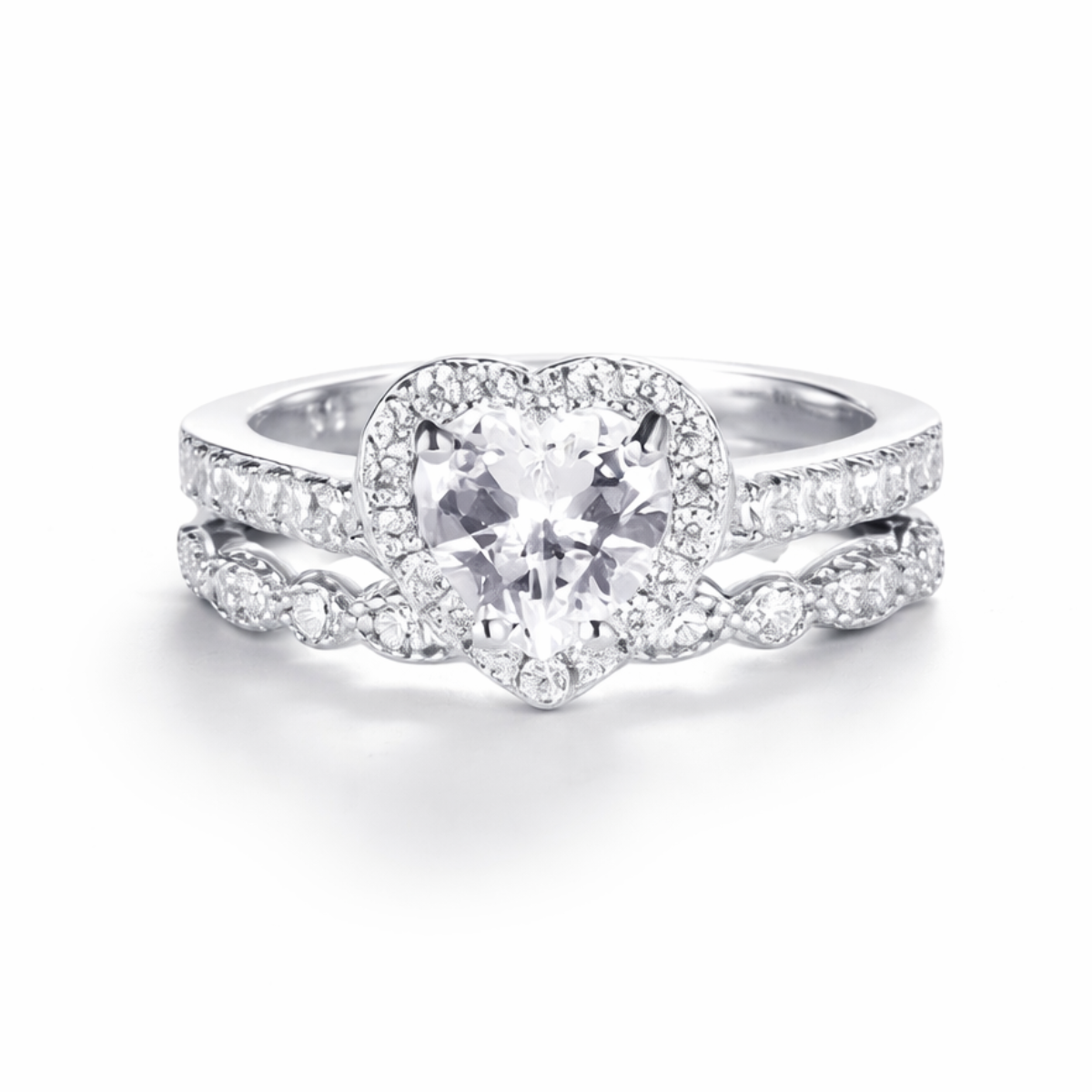 Sterling Silver Timeless Love Heart Engagement Ring