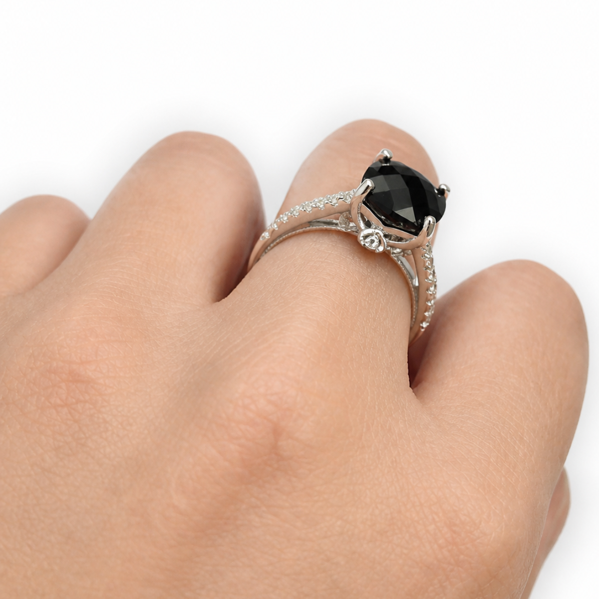 Midnight Halo Engagement Ring